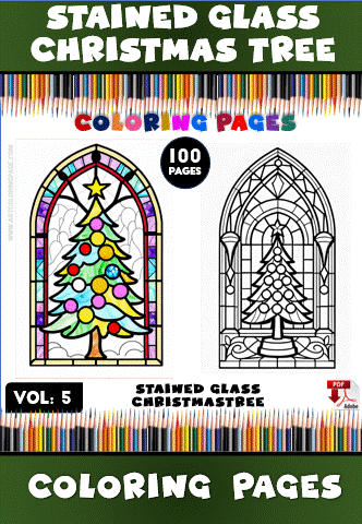 Coloring Pages Stained Glass Christmas Tree Vol. 5 – 100 Joyful Designs 5