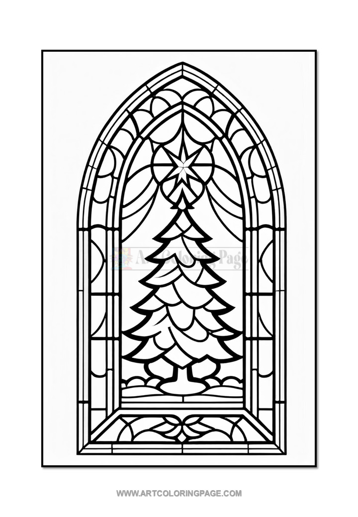 Coloring Pages Stained Glass Christmas Tree Vol. 5 – 100 Joyful Designs 5