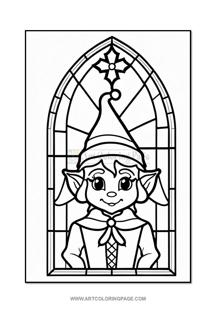 Coloring Pages Stained Glass Elf Vol. 4 – 100 Heartwarming DesignsDiapositive3