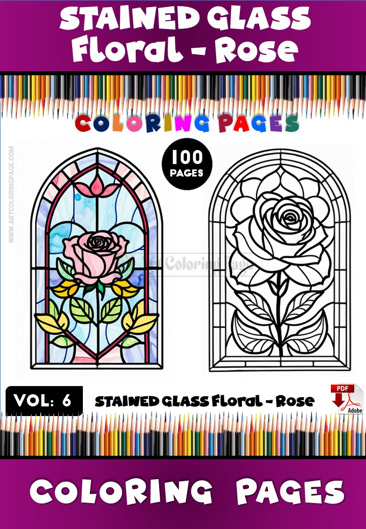 Coloring Pages Stained Glass Floral Diapositive1