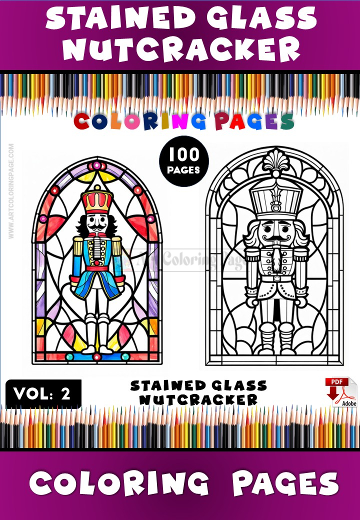 Coloring Pages Stained Glass Nutcracker Vol. 2 – 100 Magical Holiday Designs Diapositive1