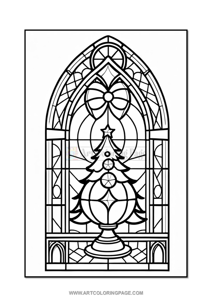 Coloring Stained Glass Christmas Tree Vol. 7 – 100 Dazzling Holiday Designs 3