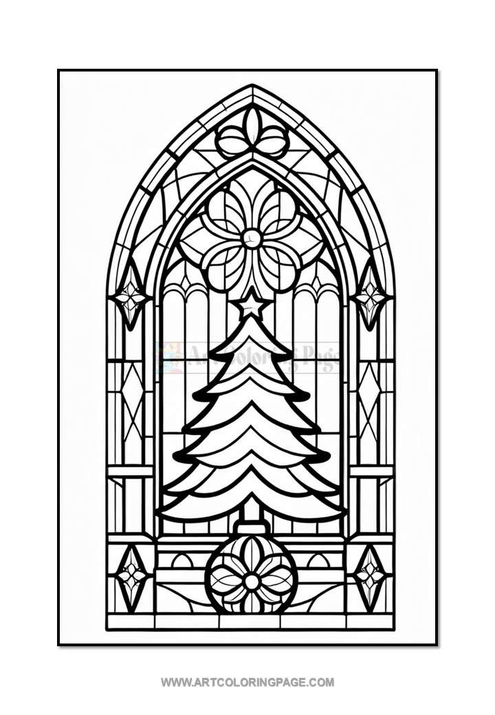 Coloring Stained Glass Christmas Tree Vol. 7 – 100 Dazzling Holiday Designs 4