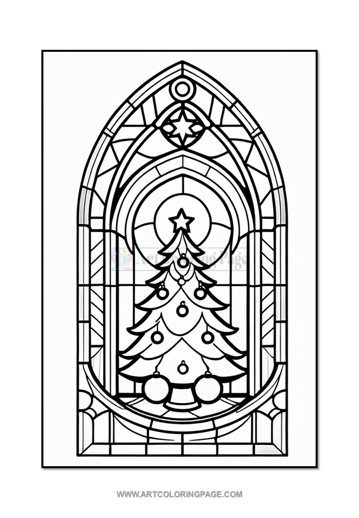 Coloring Stained Glass Christmas Tree Vol. 7 – 100 Dazzling Holiday Designs 5