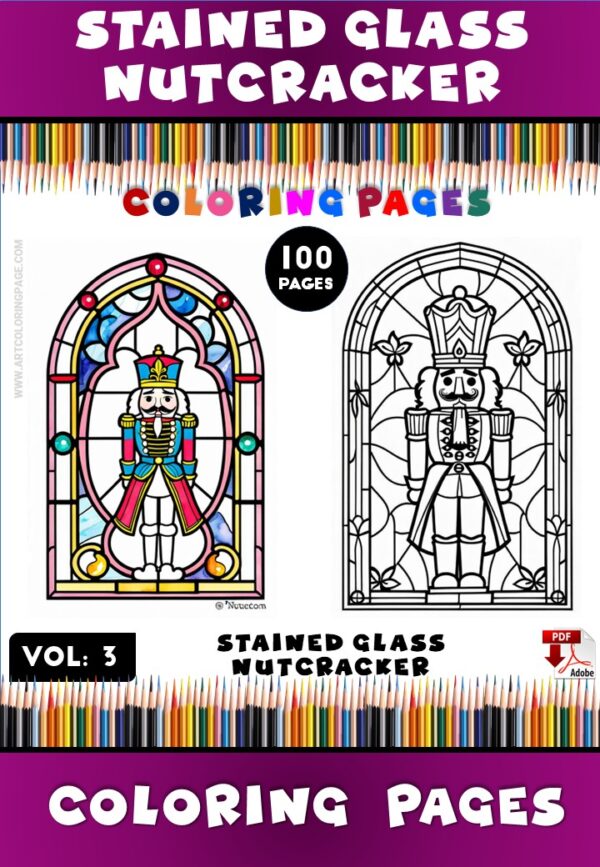 Discover Calm with Stained Glass Nutcracker Coloring Pages Vol. 3Diapositive1