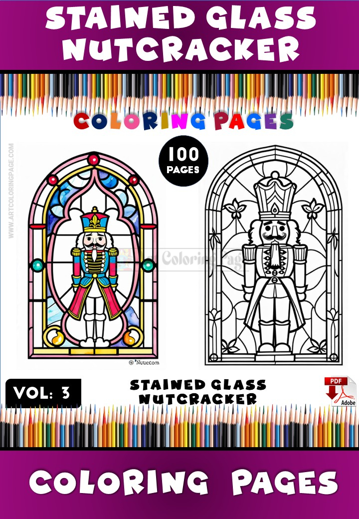 Discover Calm with Stained Glass Nutcracker Coloring Pages Vol. 3Diapositive1