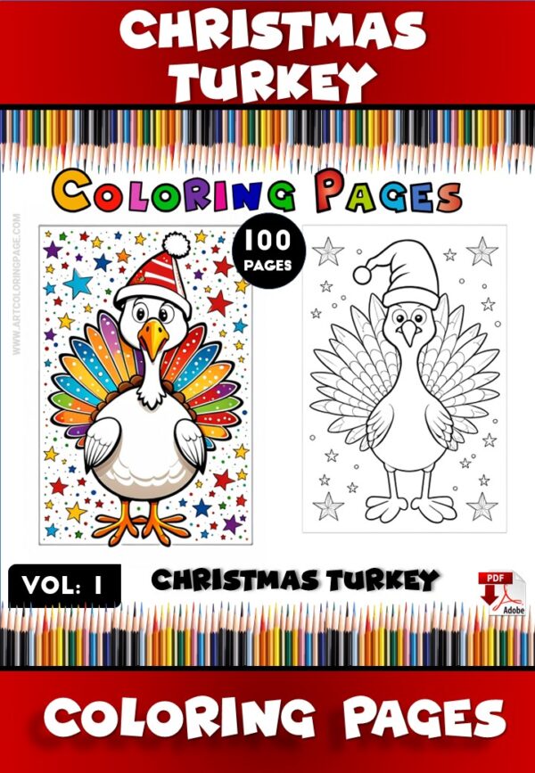 Festive Fun 100 Christmas Turkey Coloring Pages for Kids & Adults Diapositive1