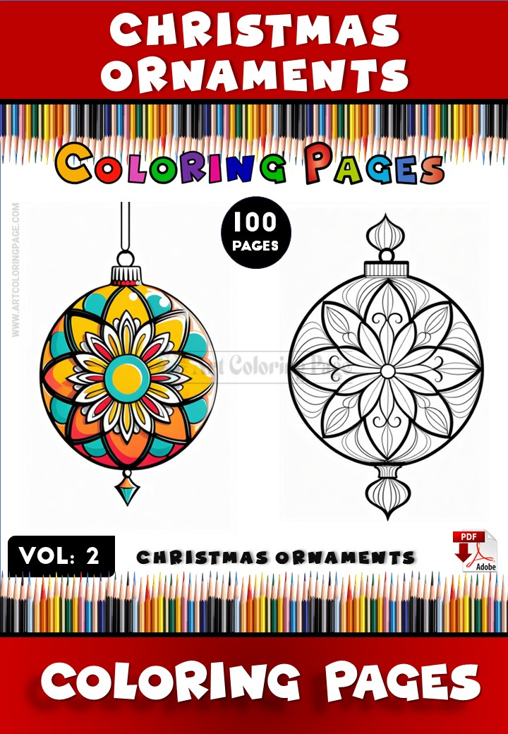 Relaxing Christmas Ball Coloring Pages – 100 Unique Holiday Ornaments (PDF)