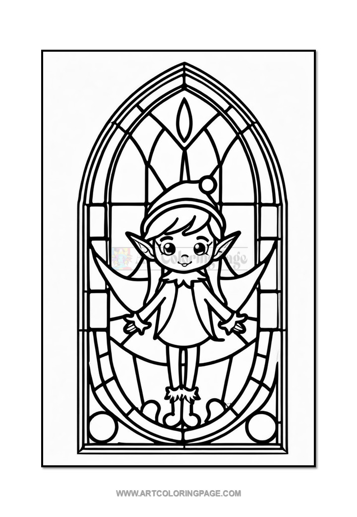 Stained Glass Christmas Elf Coloring Pages Vol. 2 – 100 Festive Designs Diapositive2