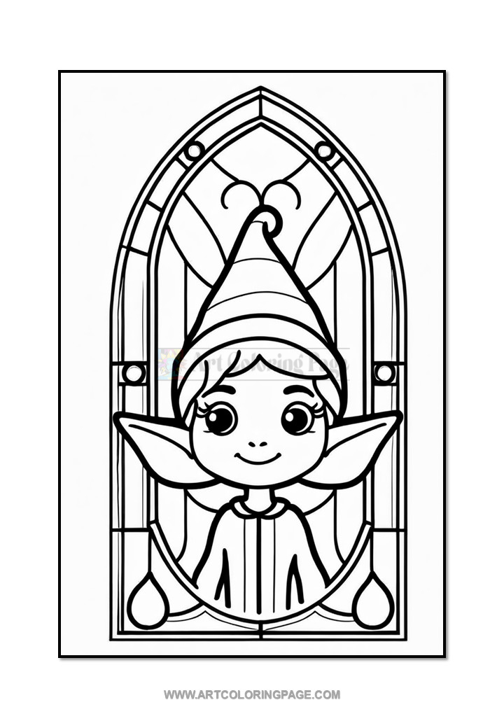 Stained Glass Christmas Elf Coloring Pages Vol. 2 – 100 Festive Designs Diapositive3