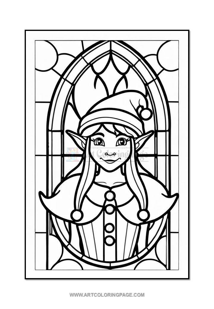 Stained Glass Christmas Elf Coloring Pages Vol. 2 – 100 Festive Designs Diapositive4