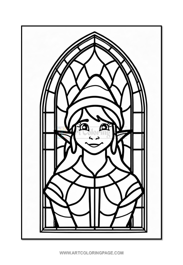 Stained Glass Christmas Elf Coloring Pages Vol. 2 – 100 Festive Designs Diapositive5