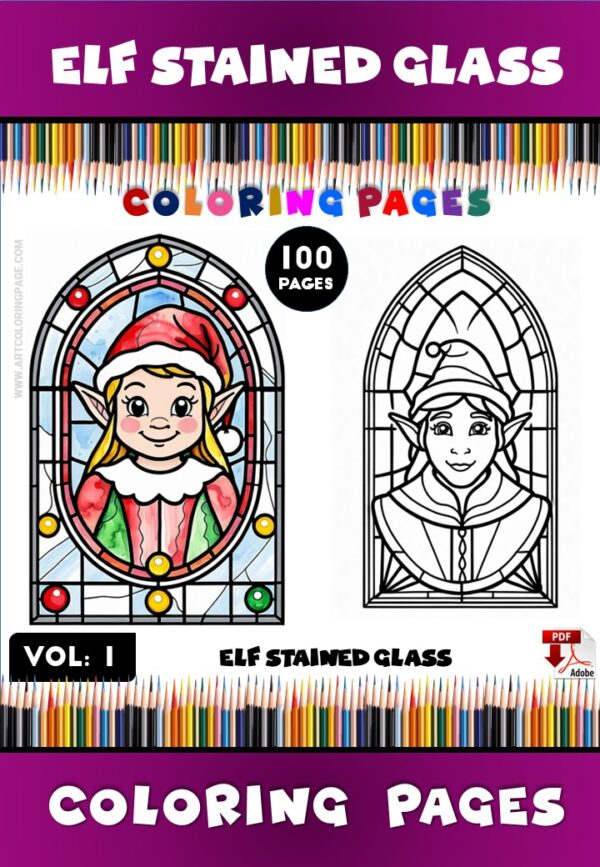 Stained Glass Christmas Elf Vol. 1 – 100 Festive Designs for Color and JDiapositive1