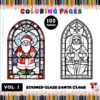 Stained Glass Christmas Santa Claus Coloring Pages Vol. 1 Diapositive1