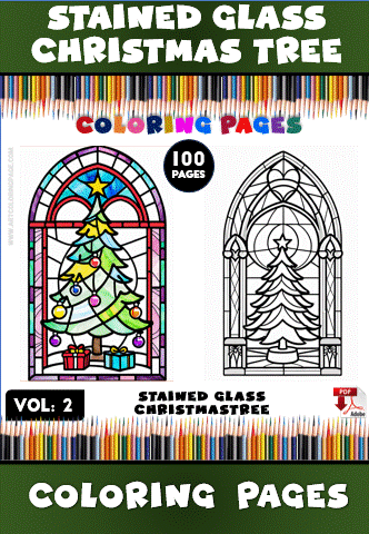 Stained Glass Christmas Tree Coloring Book Vol. 2 – 100 Joyful Designs2