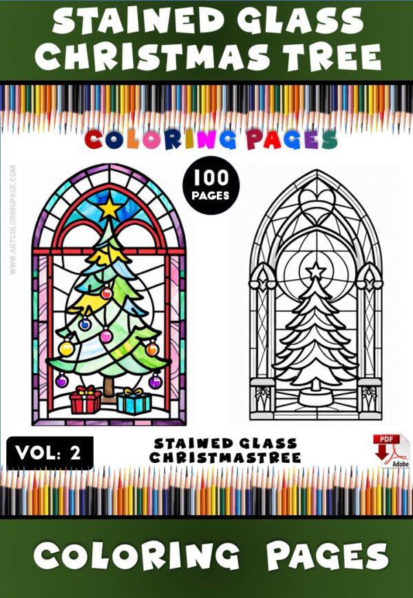 Stained Glass Christmas Tree Coloring Book Vol. 2 – 100Diapositive1