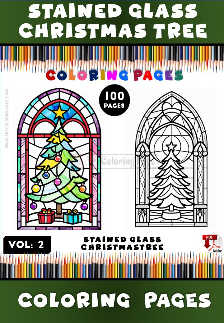 Stained Glass Christmas Tree Coloring Book Vol. 2 – 100Diapositive1