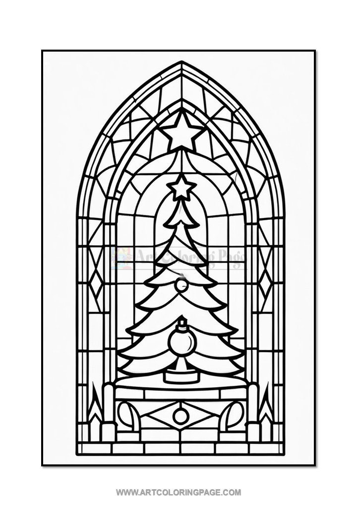Stained Glass Christmas Tree Coloring Sheets Vol. 3 – 100 Festive Designs 2