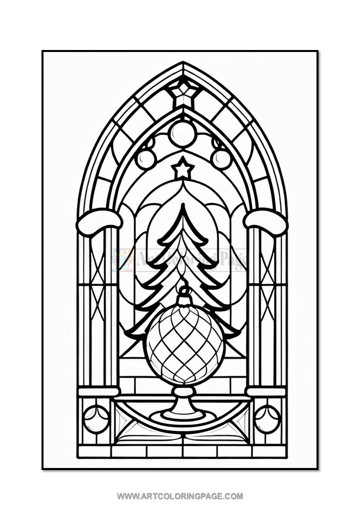 Stained Glass Christmas Tree Coloring Sheets Vol. 3 – 100 Festive Designs 3