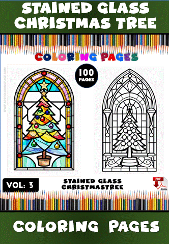Stained Glass Christmas Tree Coloring Sheets Vol. 3 – 100 Festive Designs3