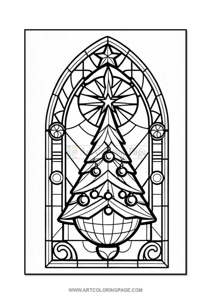 Stained Glass Christmas Trees Colouring Pages Vol. 8 – 100 Festive Designs 3