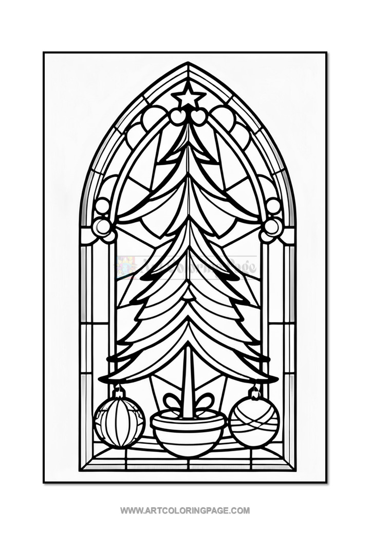 Stained Glass Christmas Trees Colouring Pages Vol. 8 – 100 Festive Designs 4