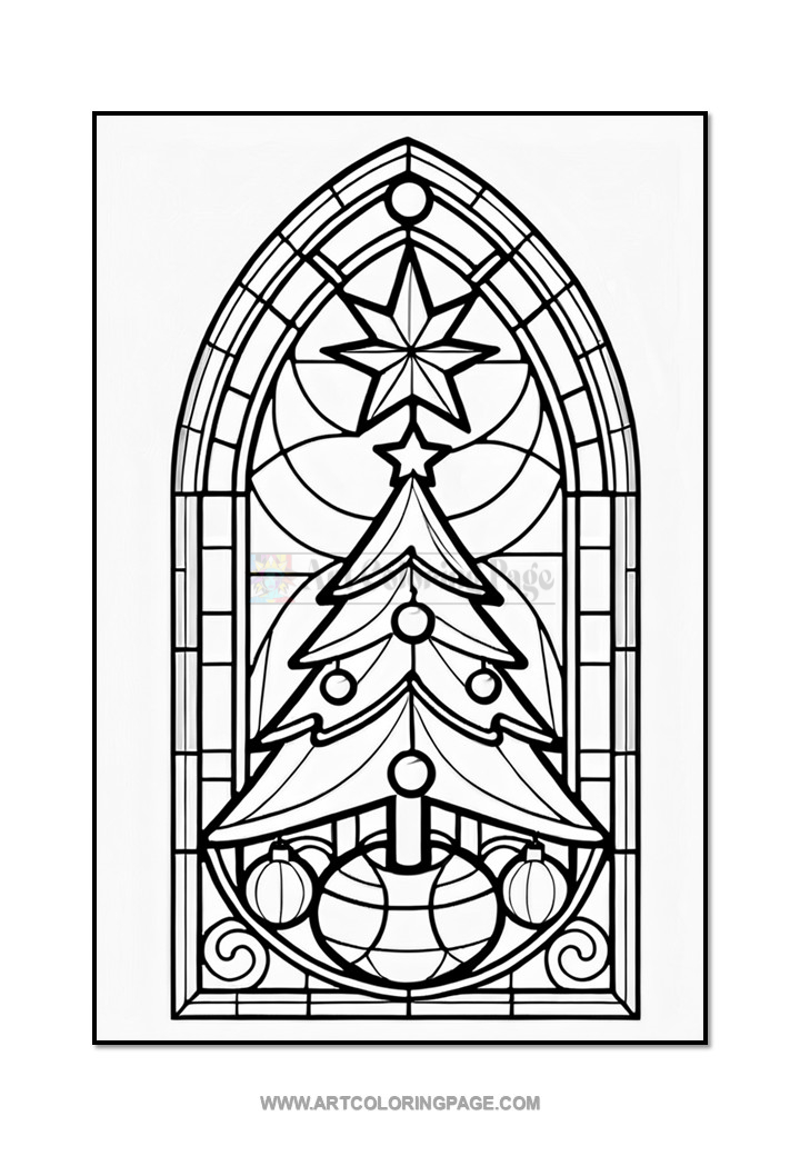 Stained Glass Christmas Trees Colouring Pages Vol. 8 – 100 Festive Designs 5