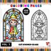 Stained Glass Elf Coloring Pages Vol. 3 – 100 Enchanting Holiday DesignsDiapositive1