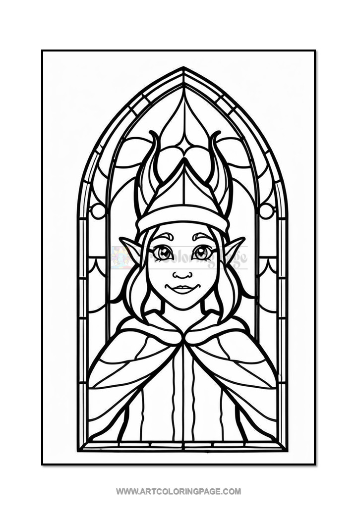 Stained Glass Elf Coloring Pages Vol. 3 – 100 Enchanting Holiday DesignsDiapositive2