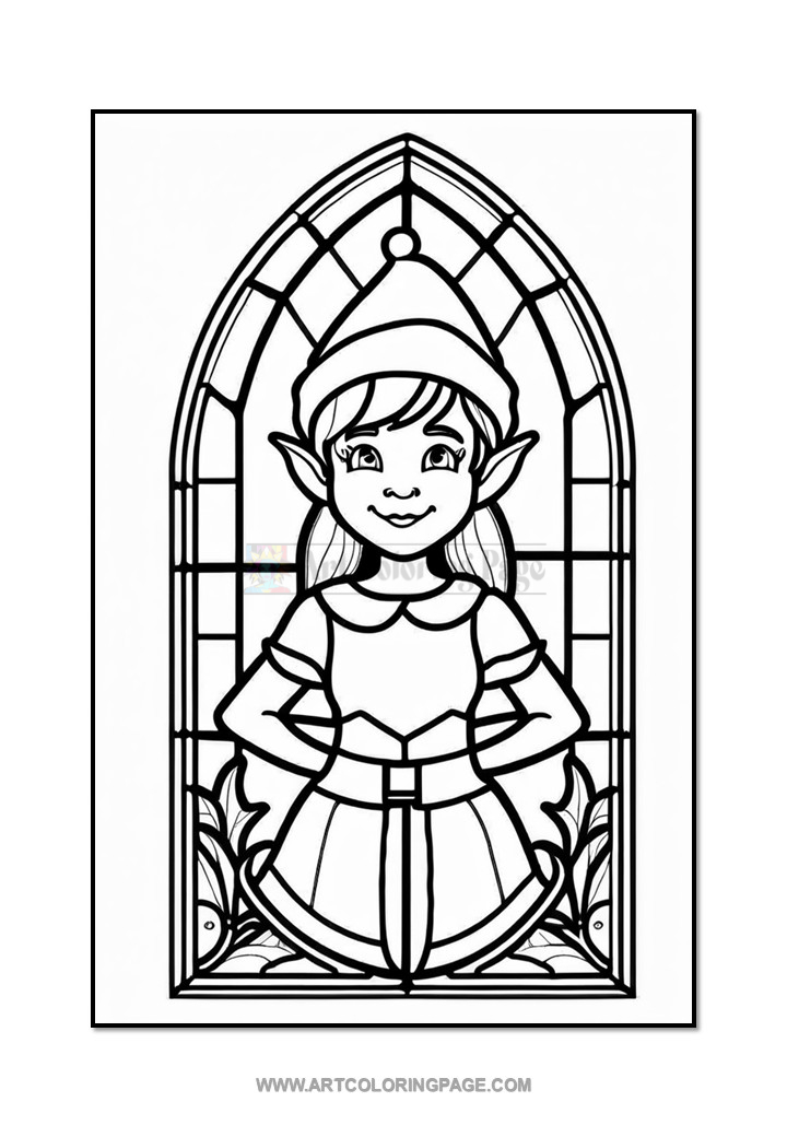 Stained Glass Elf Coloring Pages Vol. 3 – 100 Enchanting Holiday DesignsDiapositive4