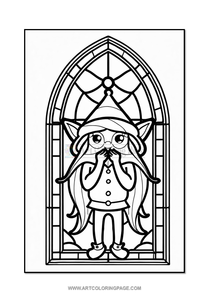 Stained Glass Elf Coloring Pages Vol. 3 – 100 Enchanting Holiday DesignsDiapositive5