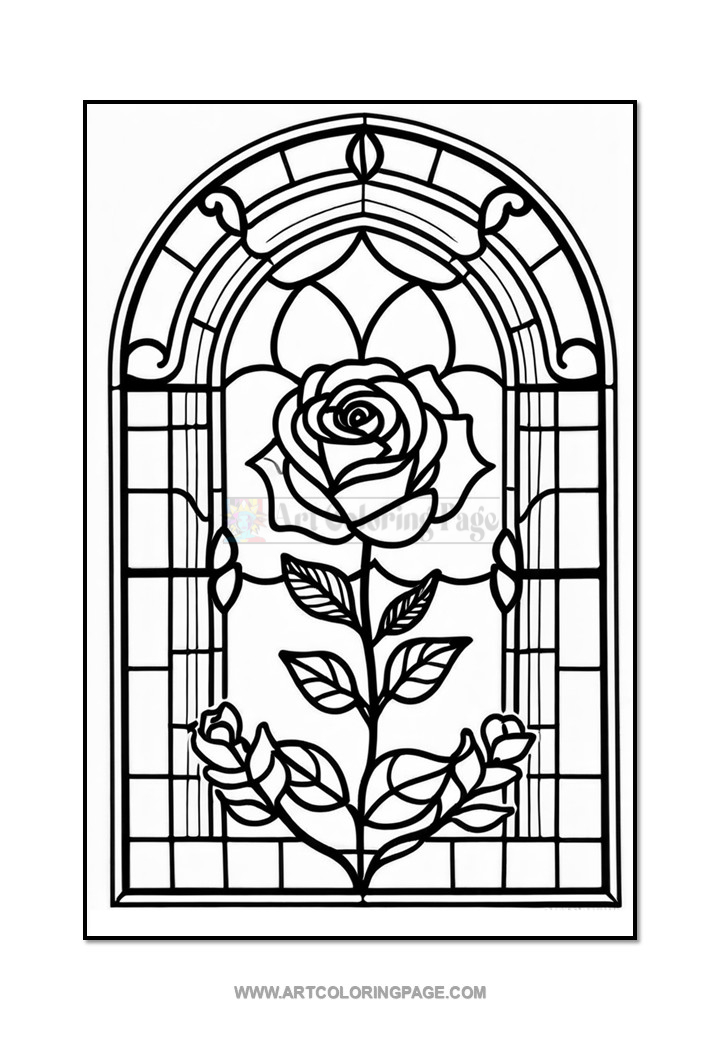 Stained Glass Floral Coloring Book VDiapositive3