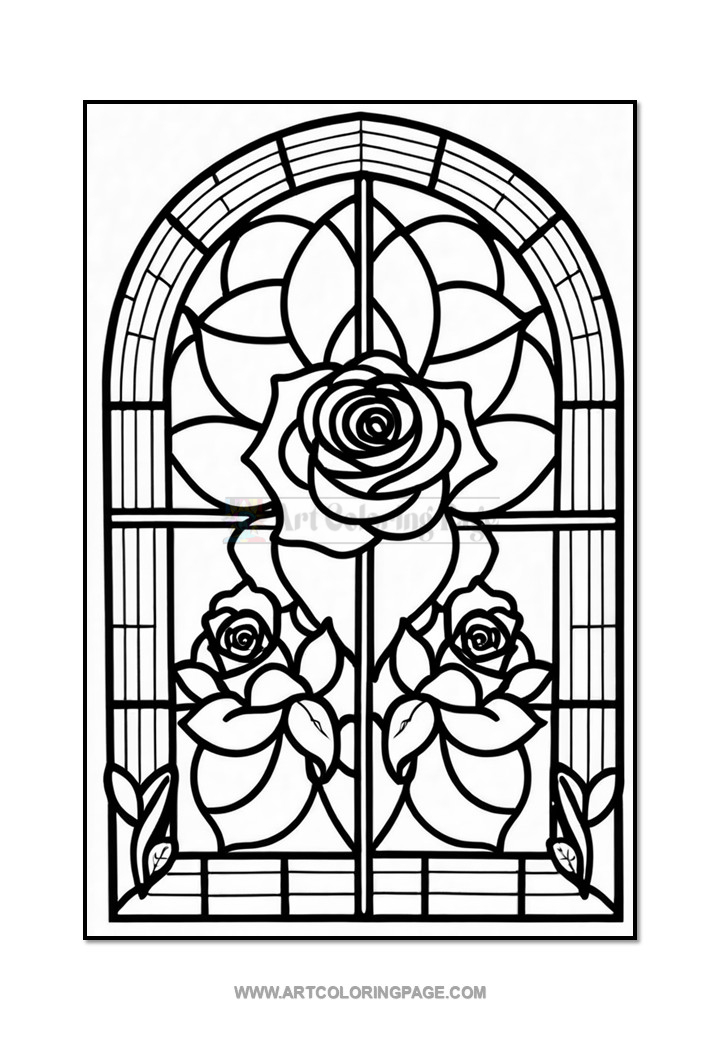 Stained Glass Floral Coloring Book VDiapositive4