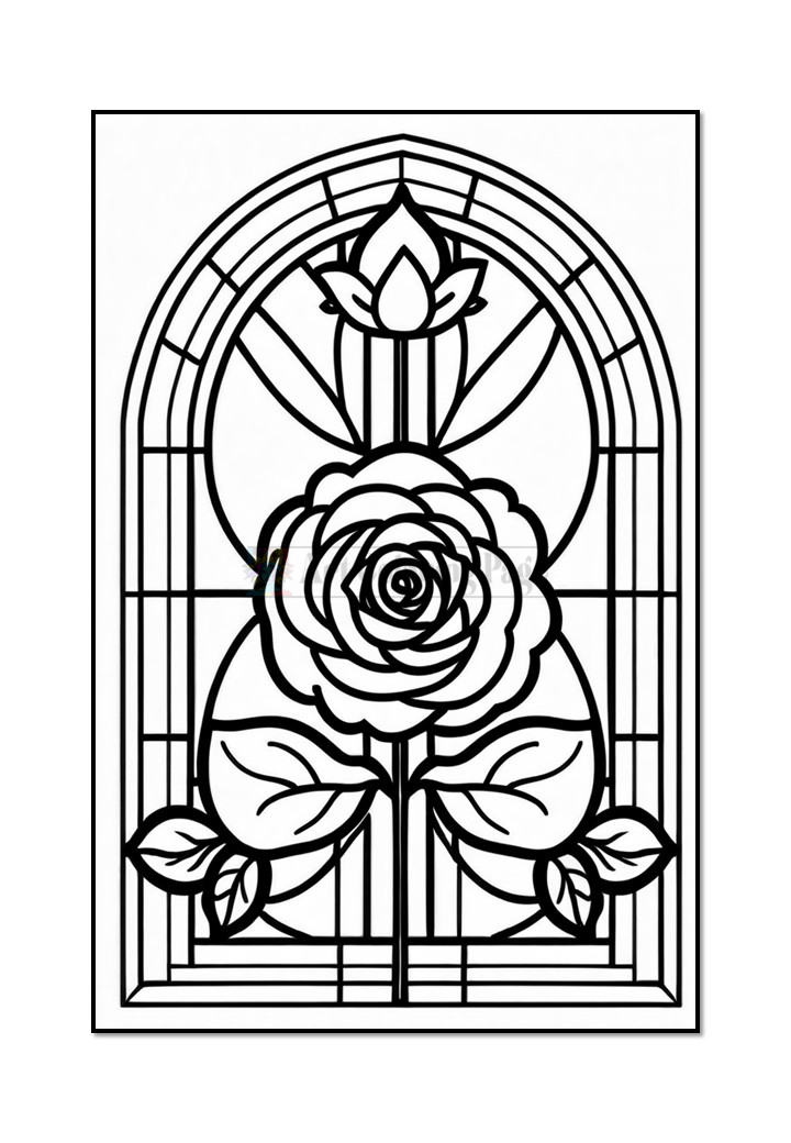 Stained Glass Floral Coloring Pages Diapositive4