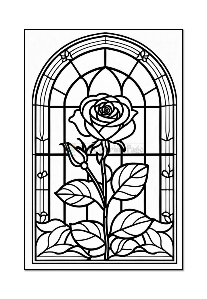 Stained Glass Floral Coloring Pages Diapositive5