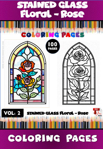 Stained Glass Flowers - Floral - Rose vol 2