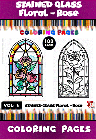 Stained Glass Flowers - Floral - Rose vol 3