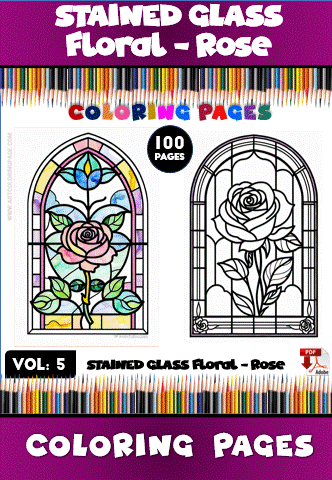 Stained Glass Flowers - Floral - Rose vol 5
