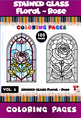 Stained Glass Flowers - Floral - Rose vol 6