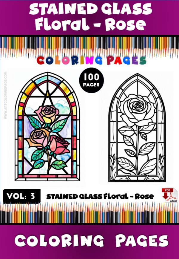 Stained Glass Rose Coloring Book VolDiapositive1