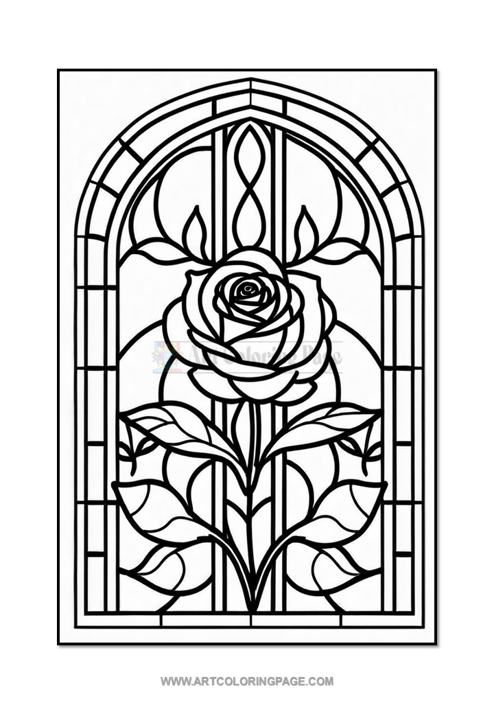Stained Glass Rose Coloring Book VolDiapositive2
