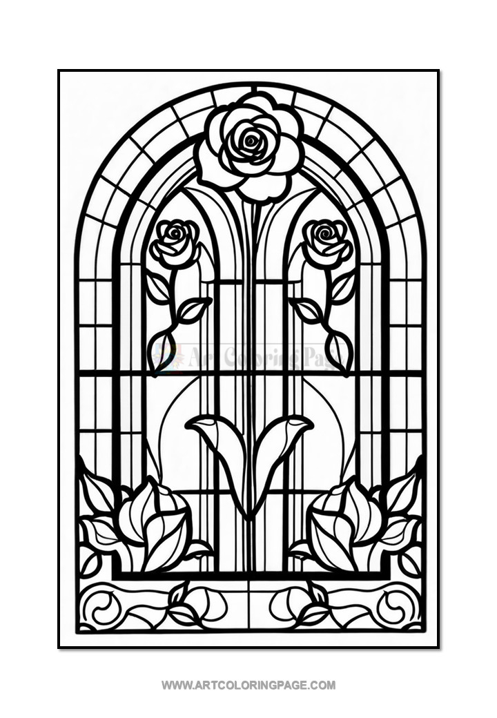 Stained Glass Rose Coloring Book VolDiapositive3