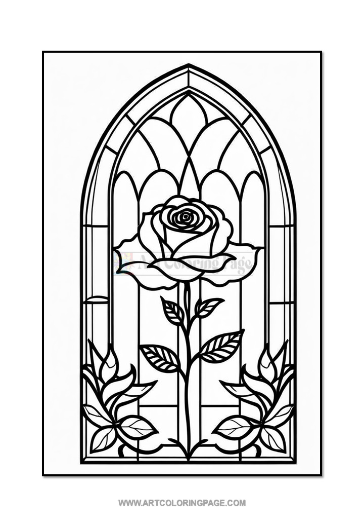 Stained Glass Rose Coloring Book VolDiapositive4