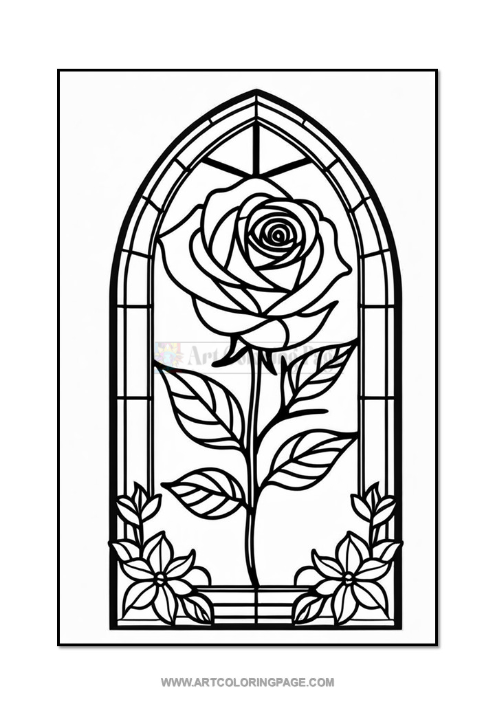 Stained Glass Rose Coloring Book VolDiapositive5