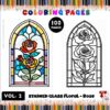 Stained Glass Rose Coloring Pages VoDiapositive1