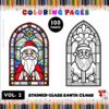 Stained Glass Santa Claus Coloring Pages Vol 2 100 Magical Holiday DesignsDiapositive1