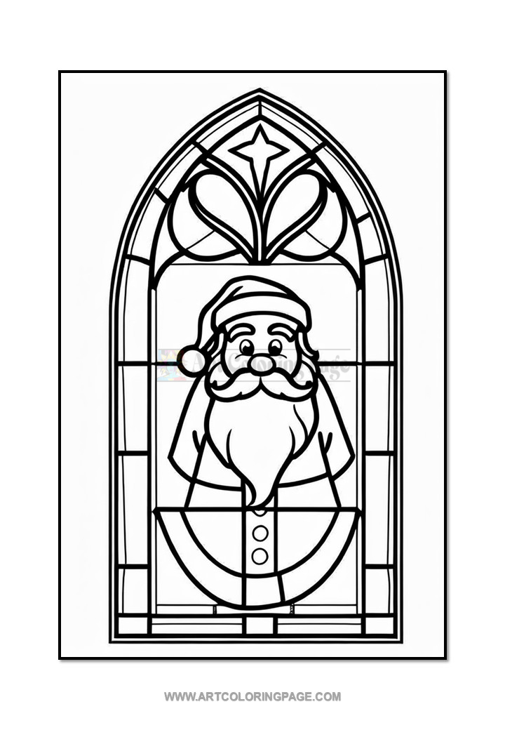 Stained Glass Santa Claus Coloring Pages Vol 2 100 Magical Holiday DesignsDiapositive2