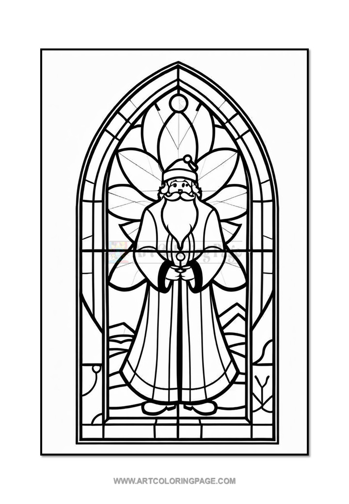 Stained Glass Santa Claus Coloring Pages Vol 2 100 Magical Holiday DesignsDiapositive3