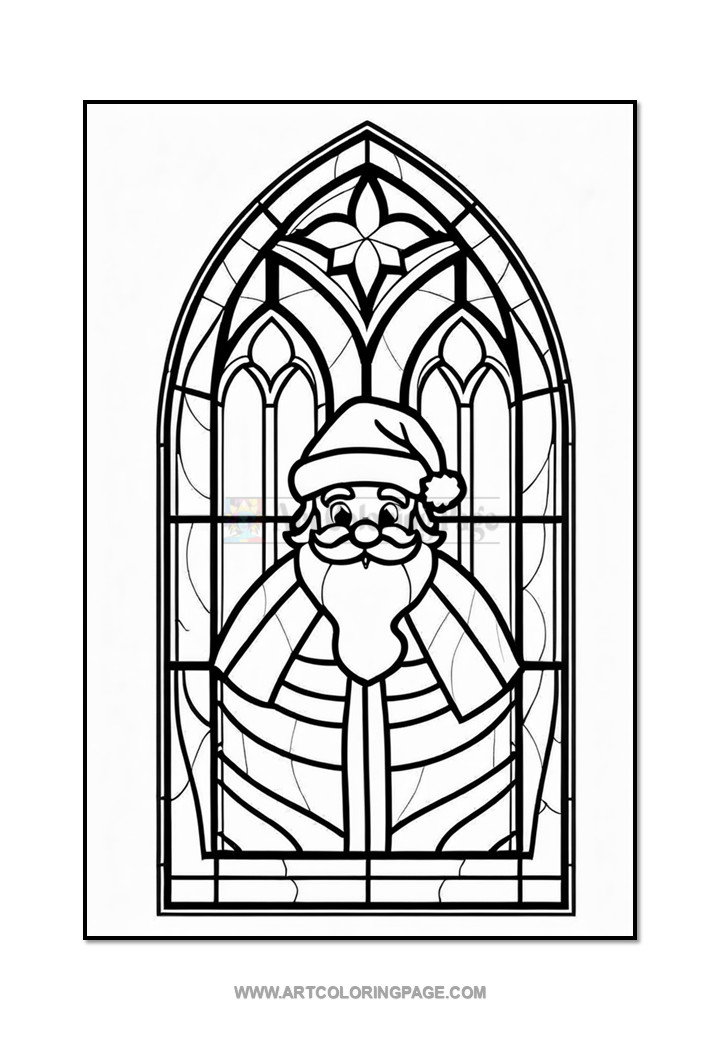 Stained Glass Santa Claus Coloring Pages Vol 2 100 Magical Holiday DesignsDiapositive5