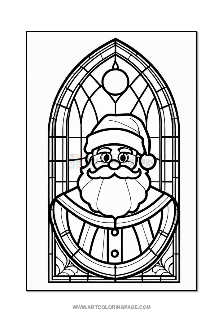Stained Glass Santa Coloring Book Vol. 4 — A Festive Coloring Escape Diapositive4